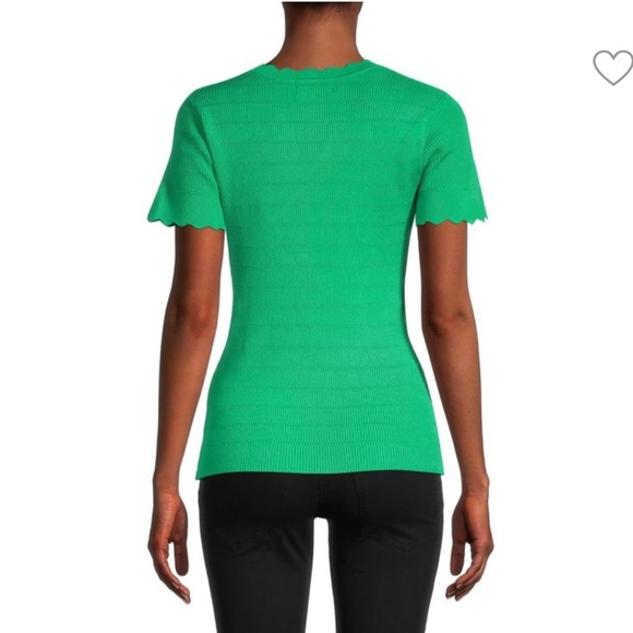 Karl Lagerfeld Paris Ribbed Knit Green Sweater Top - Picture 9 of 9